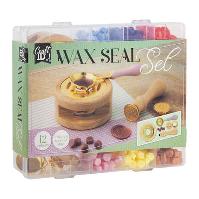 Kit de sceaux de cire pour groupe d'artisanat créatif - incl. 12 couleurs, 2 tampons cuillère