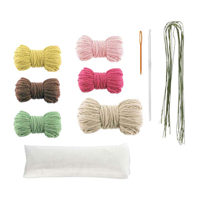 Kit de crochet de groupe d'artisanat créatif pot de fleur fleurs roses - incl. aiguille et fil