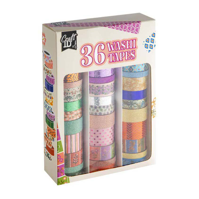 Ensemble de rubans washi pour groupe d'artisanat créatif 3 m - 36 pièces.