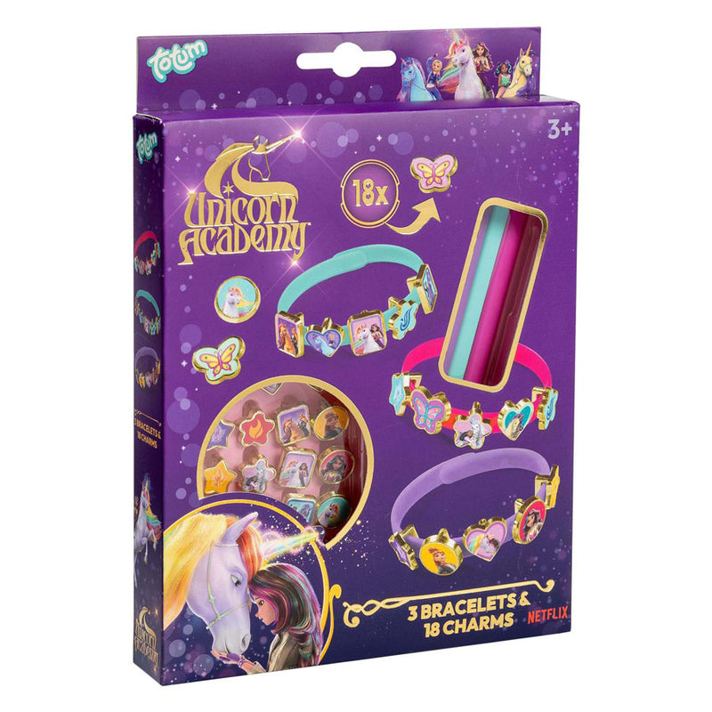 Groupe d'artisanat créatif totum licorne académie 3 bracelets 18 charms