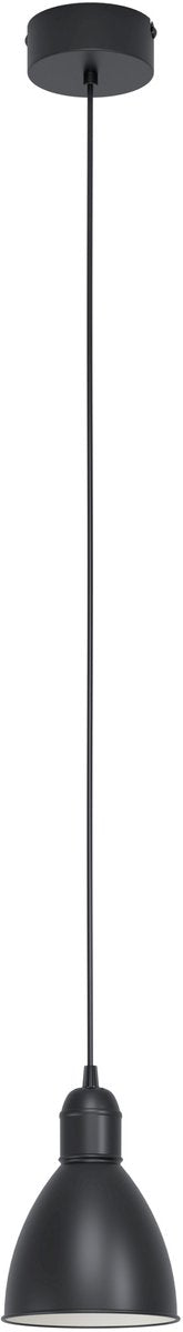 Suspension Eglo vintage priddy - 1 lumière - ø15,5 cm - noir, blanc