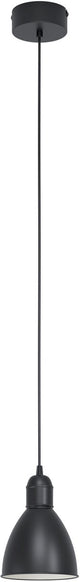 Suspension Eglo vintage priddy - 1 lumière - ø15,5 cm - noir, blanc