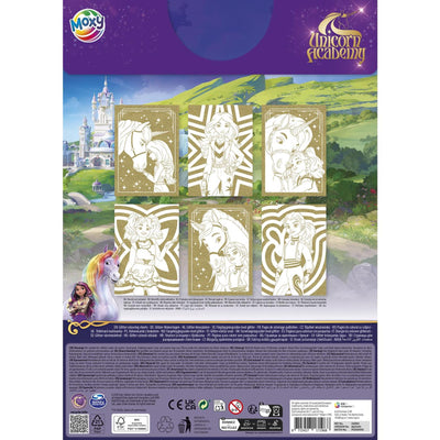 Pages à colorier en papier pailleté Moxy Unicorn Academy a4 - 6 feuilles