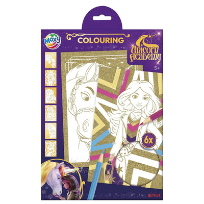 Pages à colorier en papier pailleté Moxy Unicorn Academy a4 - 6 feuilles