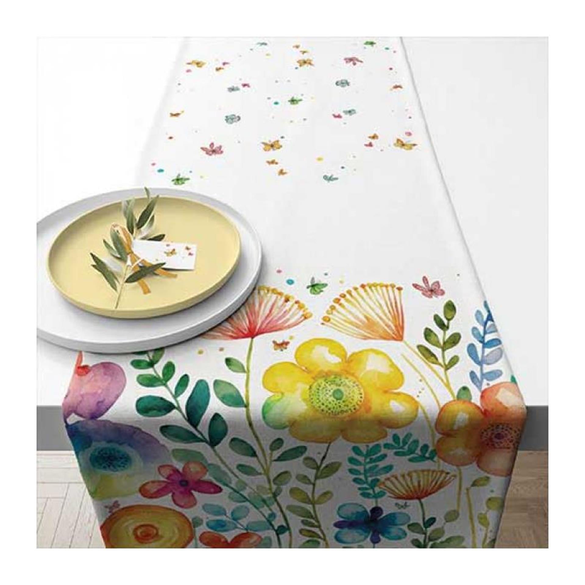 Chemin de table Ambiente blanc printanier vibrant