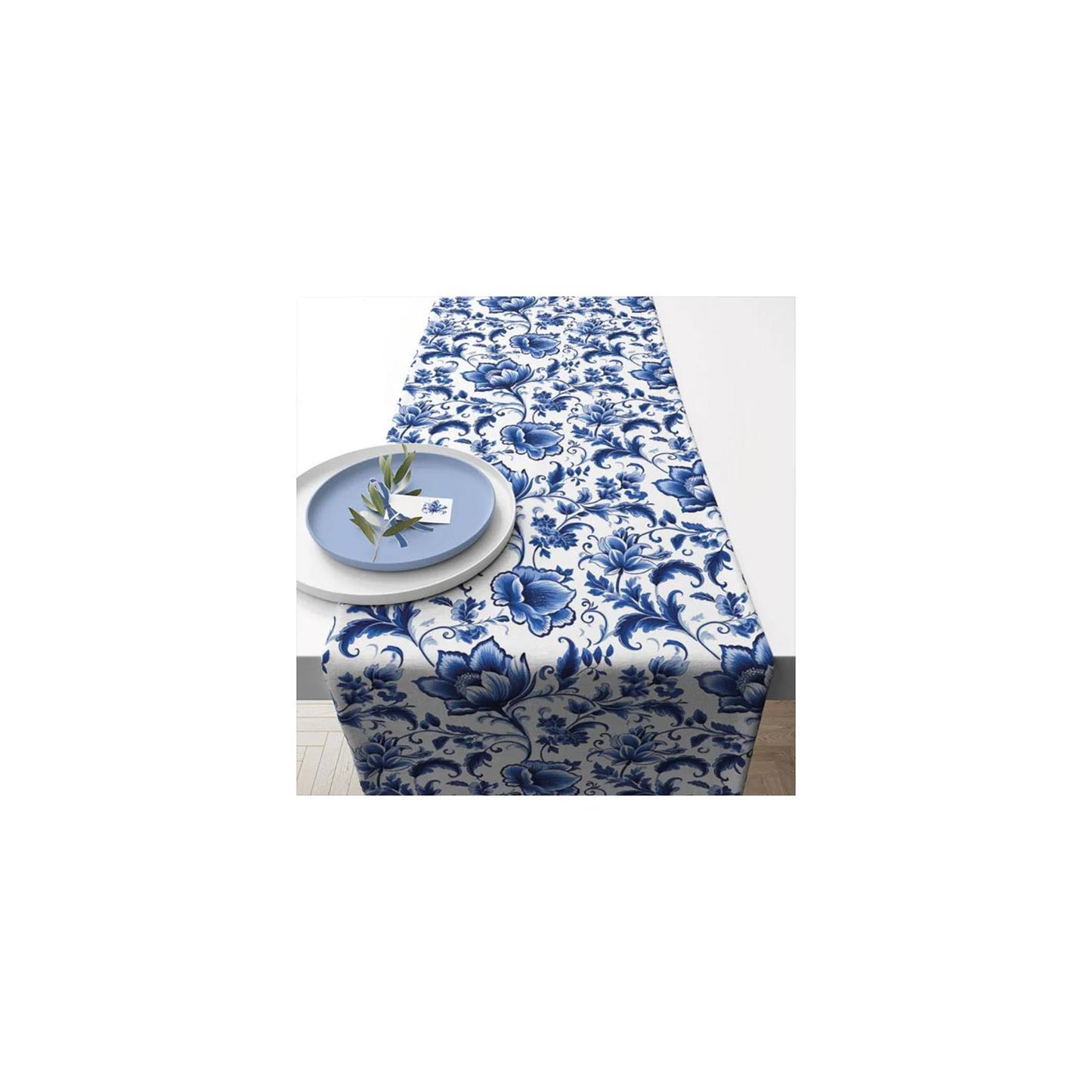 Ambiente chemin de table 40x150cm fleurs bleu de Delft