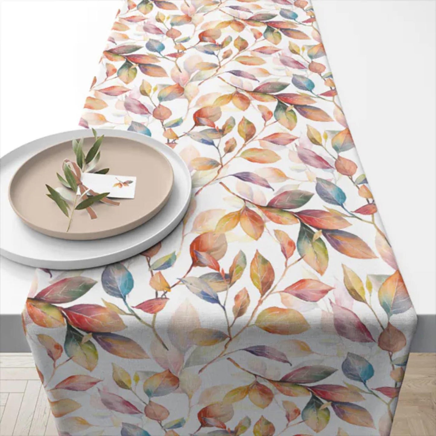 Ambiente chemin de table feuilles colorées 40x150 cm 100% coton
