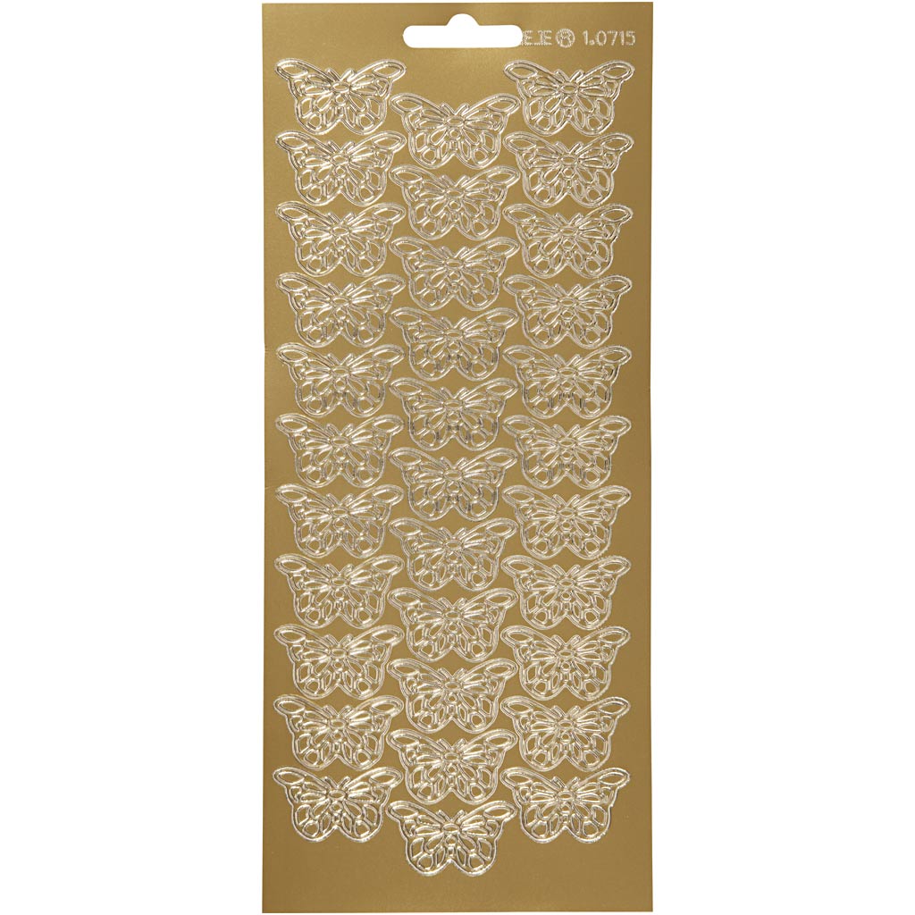 Creativ company autocollants, papillons, feuille 10x23 cm, or, 1 feuille
