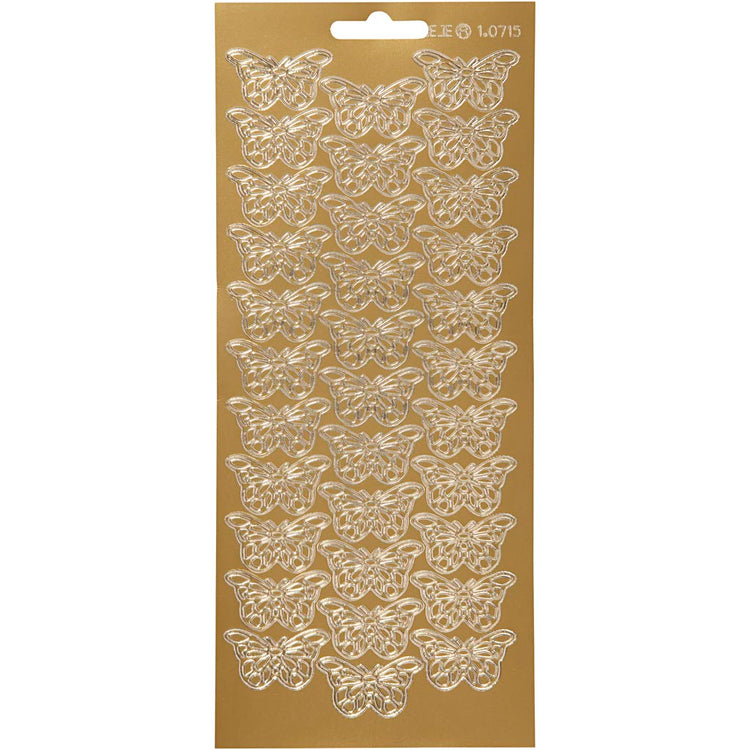 Creativ company autocollants, papillons, feuille 10x23 cm, or, 1 feuille