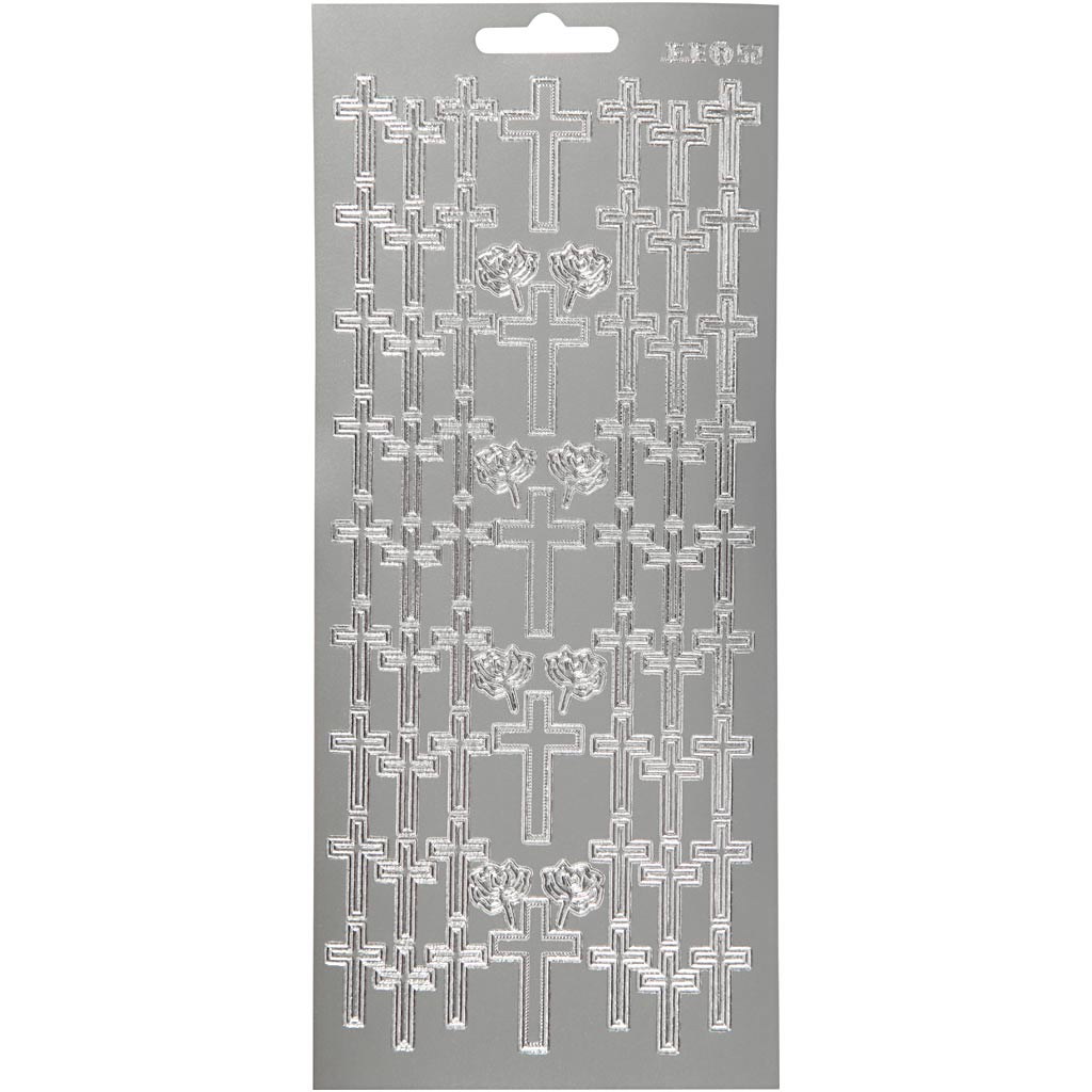 Autocollants Creativ company, croix, feuille 10x23 cm, argent, 1 feuille