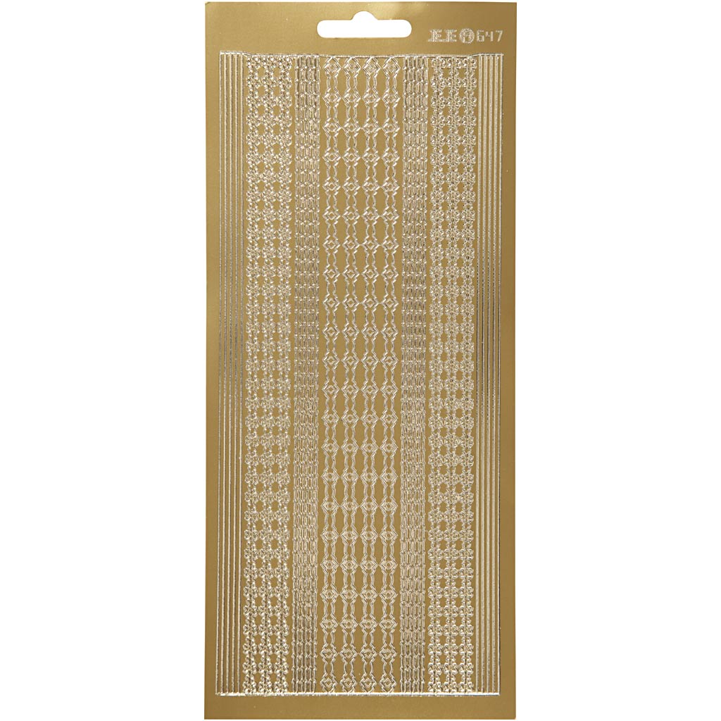 Creativ company autocollants, bordures, feuille 10x23 cm, or, 1 feuille
