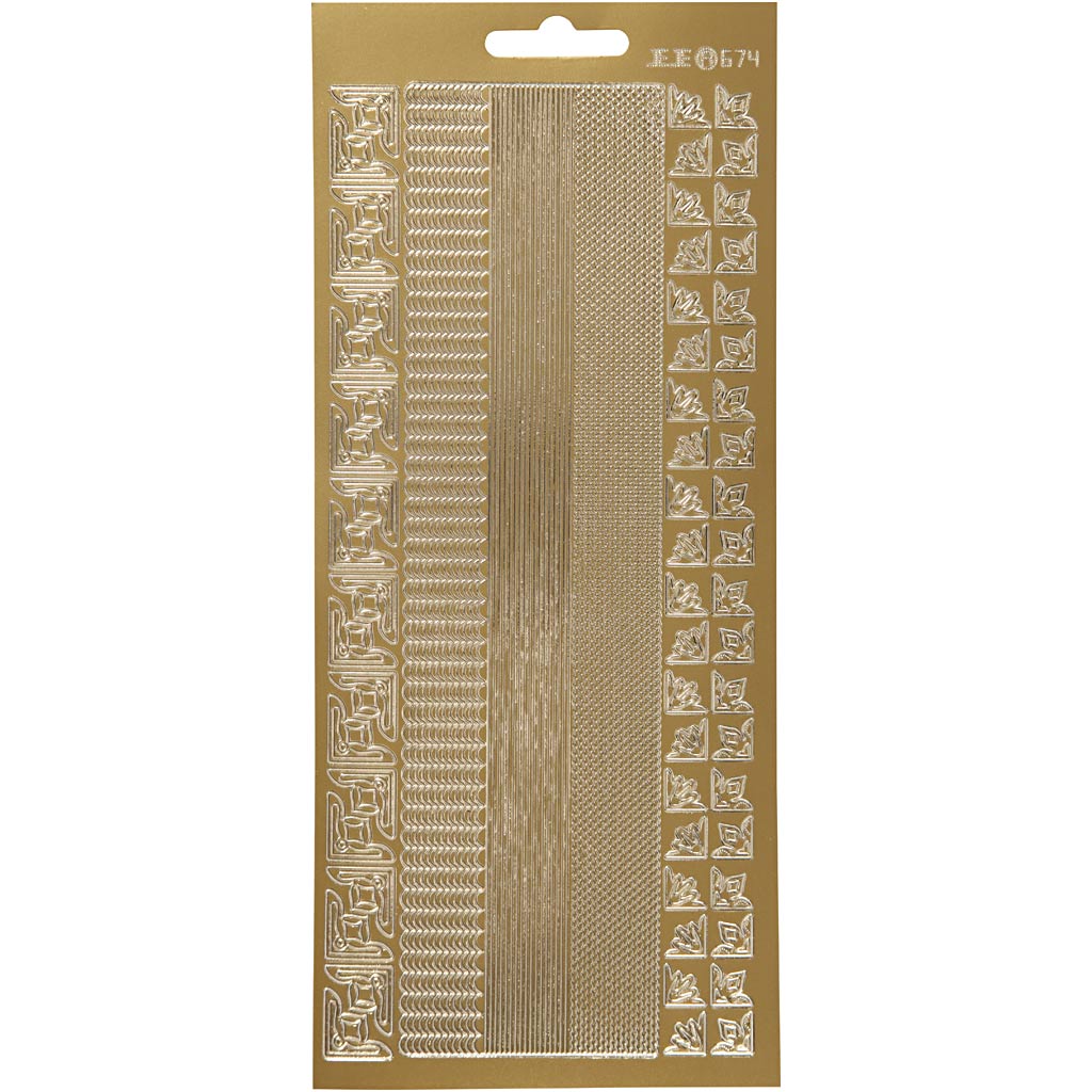 Creativ company autocollants, bordures, feuille 10x23 cm, or, 1 feuille