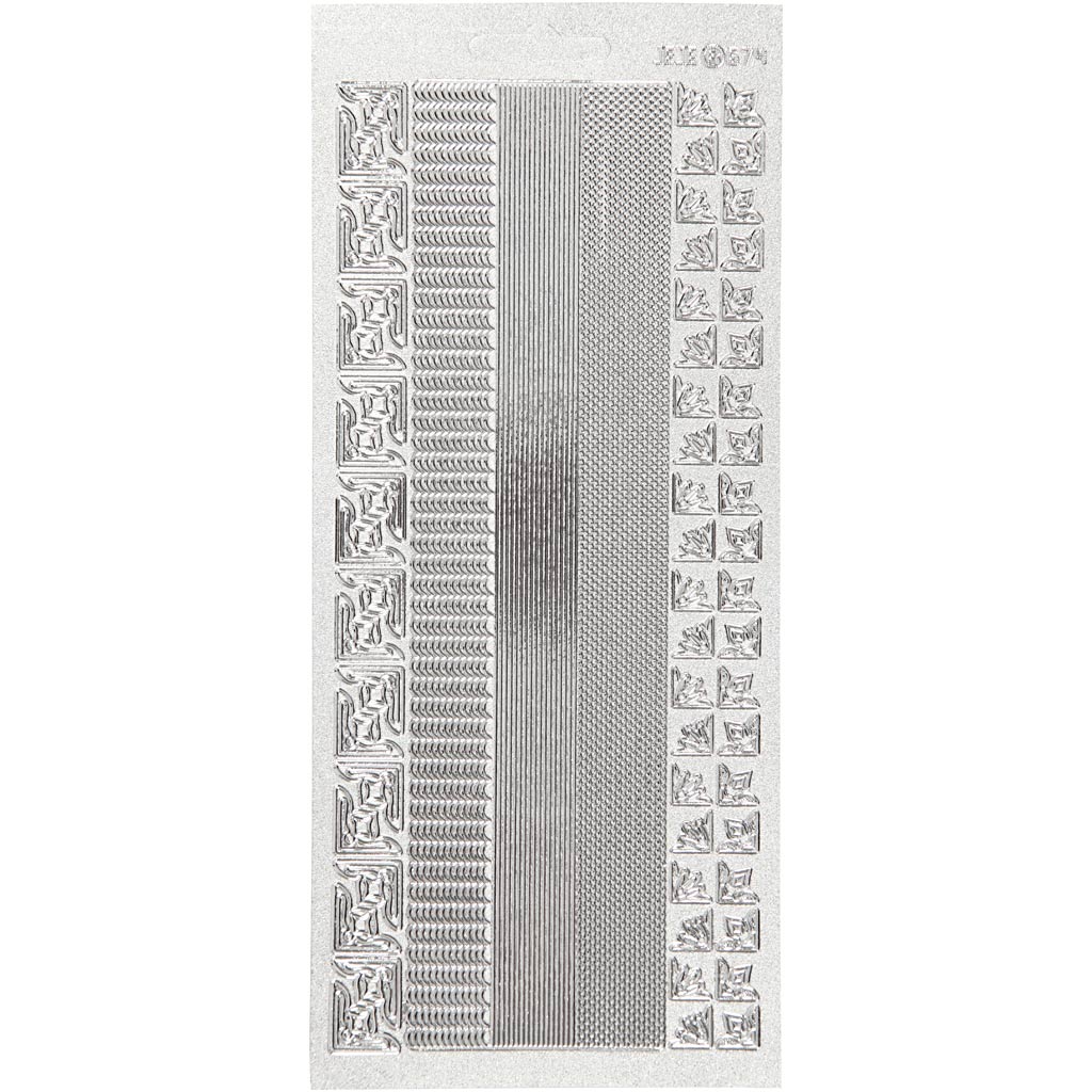 Creativ company autocollants, bordures, feuille 10x23 cm, argent, 1 feuille