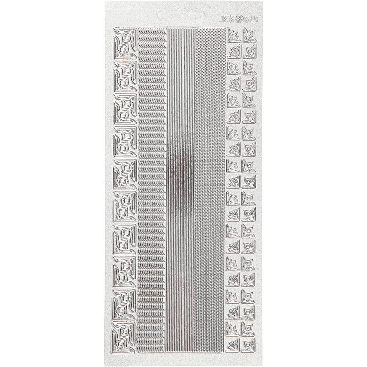 Creativ company autocollants, bordures, feuille 10x23 cm, argent, 1 feuille