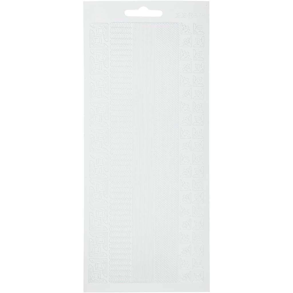 Creativ company autocollants, bordures, feuille 10x23 cm, blanc, 1 feuille