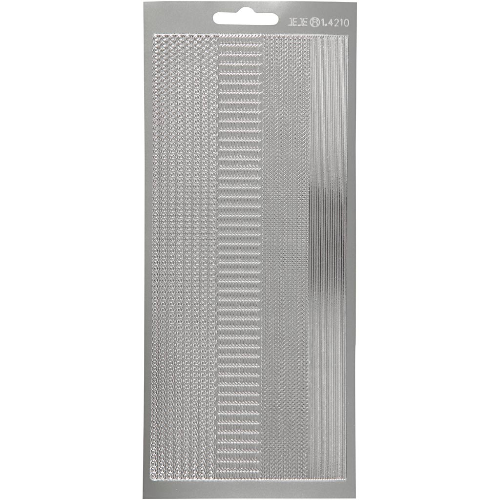Creativ company autocollants, bordures, feuille 10x23 cm, argent, 1 feuille