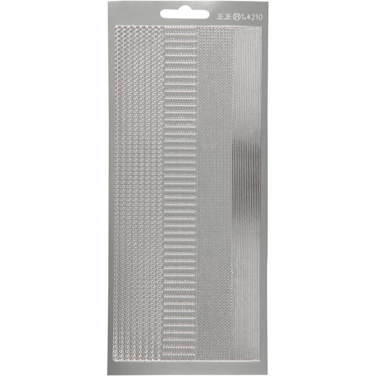 Creativ company autocollants, bordures, feuille 10x23 cm, argent, 1 feuille