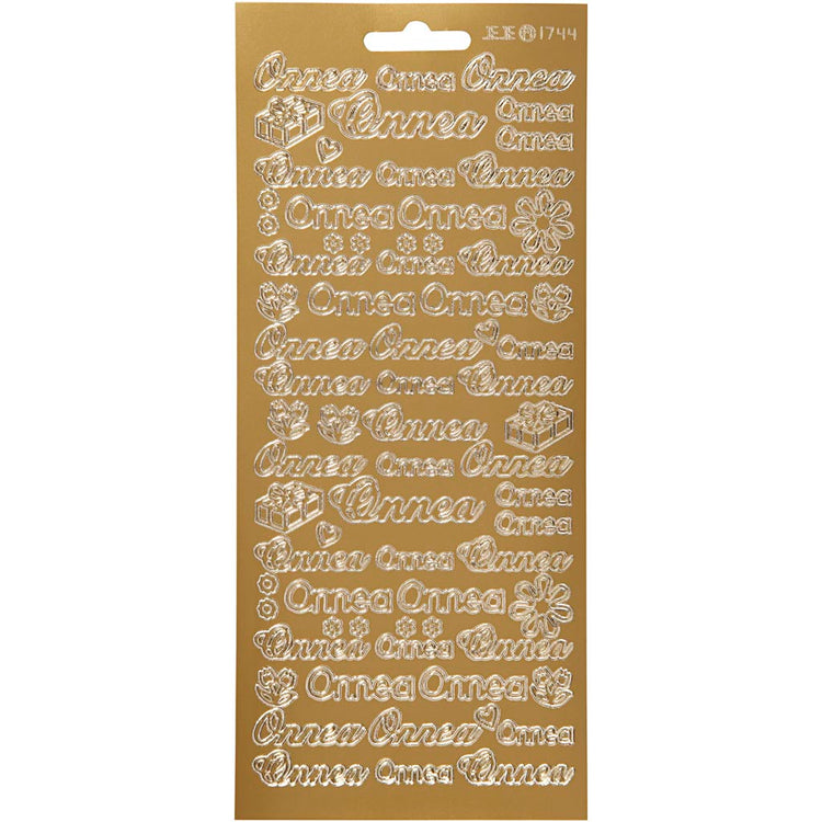 Autocollants Creativ company, onnea, feuille 10x23 cm, or, 1 feuille