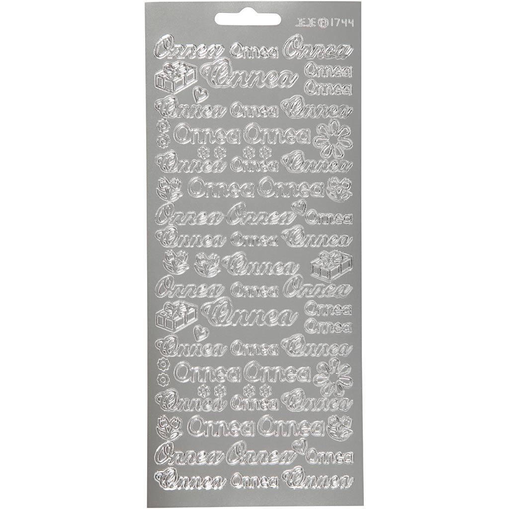 Autocollants Creativ company, onnea, feuille 10x23 cm, argent, 1 feuille