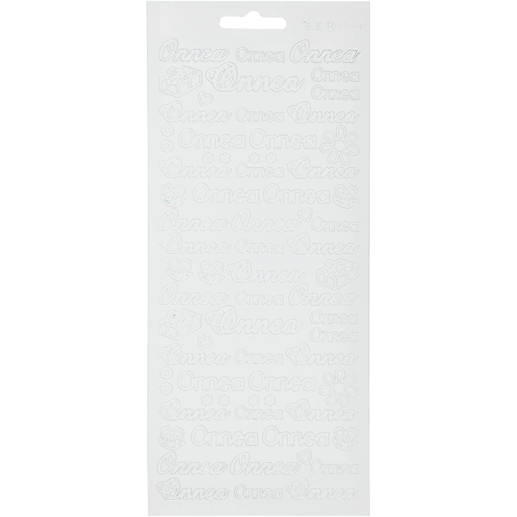 Autocollants Creativ company, onnea, feuille 10x23 cm, blanc, 1 feuille