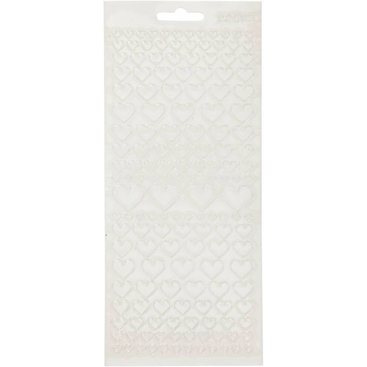 Autocollants Creativ company, coeurs, feuille 10x23 cm, transparent, 1 feuille