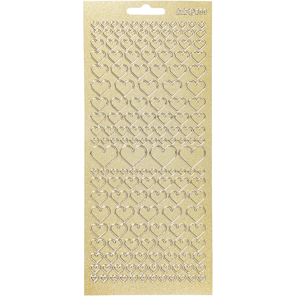 Creativ company autocollants, coeurs, feuille 10x23 cm, or, 1 feuille
