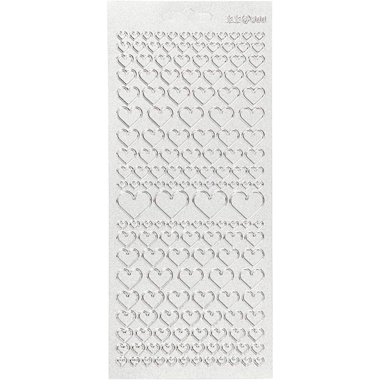 Creativ company autocollants, coeurs, feuille 10x23 cm, argent, 1 feuille