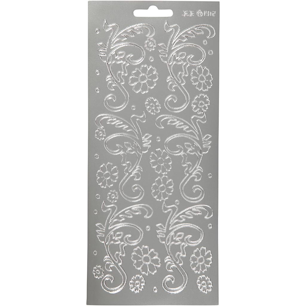 Autocollants Creativ company, feuilles déco, feuille 10x23 cm, argent, 1 feuille