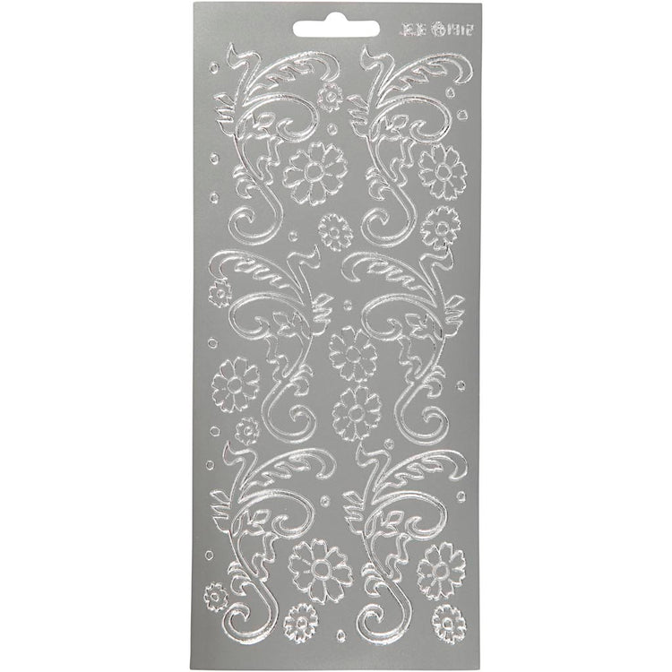Autocollants Creativ company, feuilles déco, feuille 10x23 cm, argent, 1 feuille