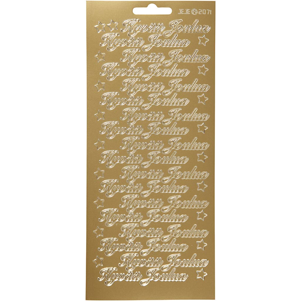 Autocollants Creativ company, hyvää joulua, feuille 10x23 cm, or, 1 feuille