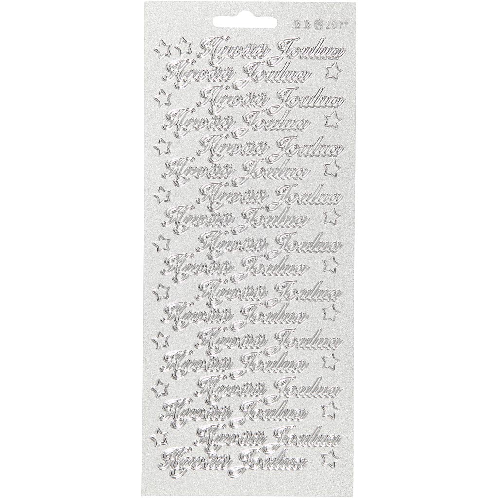 Autocollants Creativ company, hyvää joulua, feuille 10x23 cm, argent, 1 feuille