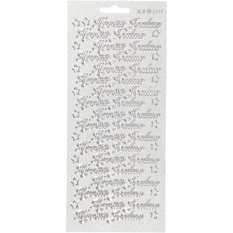 Autocollants Creativ company, hyvää joulua, feuille 10x23 cm, argent, 1 feuille