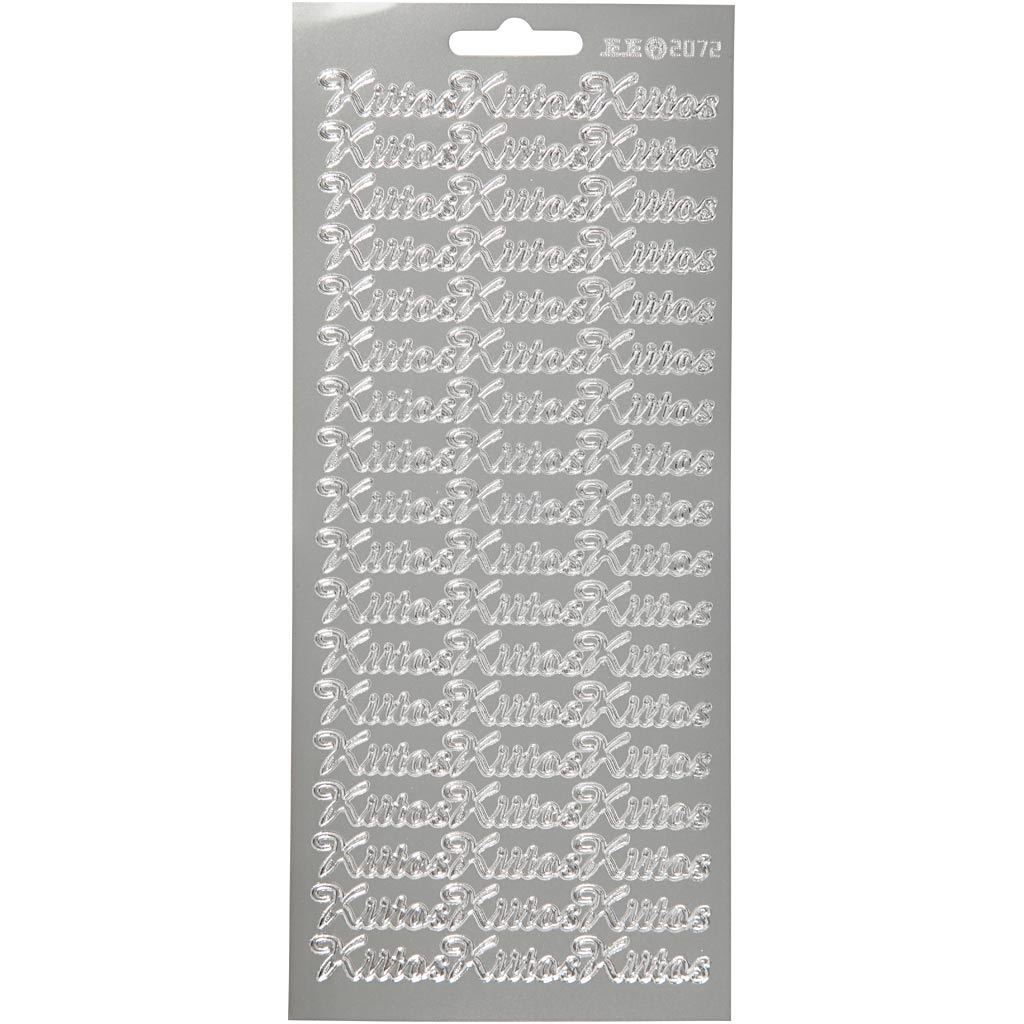 Autocollants Creativ company, kiitos, feuille 10x23 cm, argent, 1 feuille