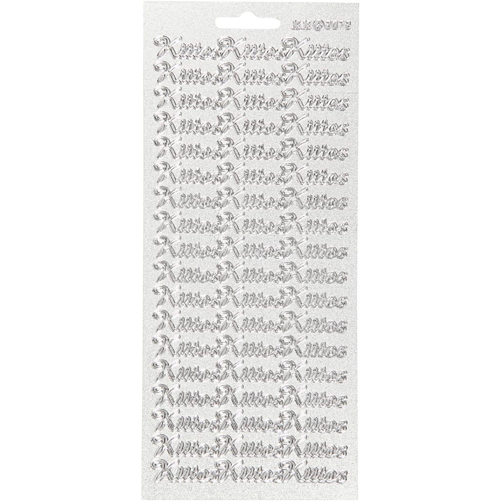 Autocollants Creativ company, kiitos, feuille 10x23 cm, argent, 1 feuille