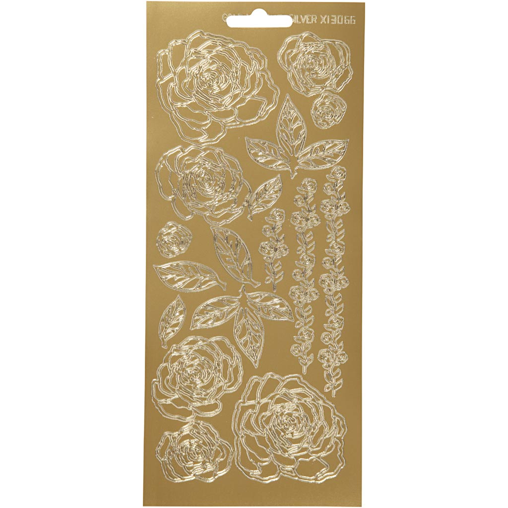 Creativ company autocollants, roses, feuille 10x23 cm, or, 1 feuille