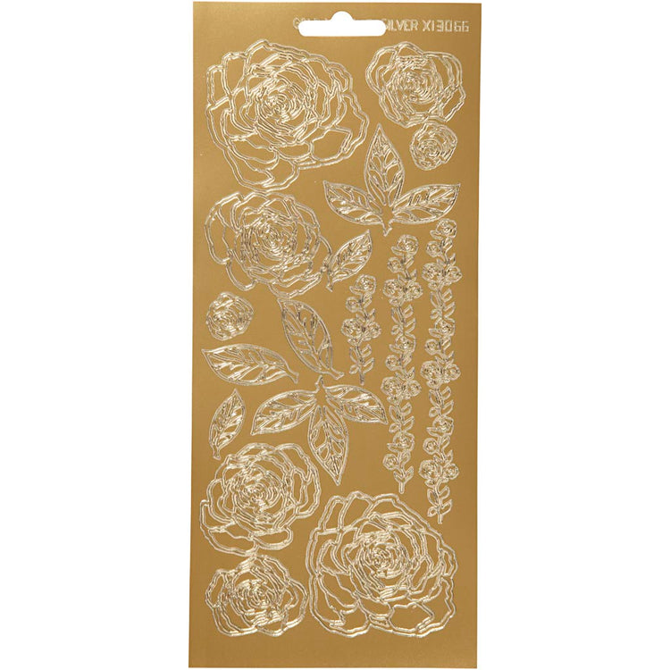 Creativ company autocollants, roses, feuille 10x23 cm, or, 1 feuille
