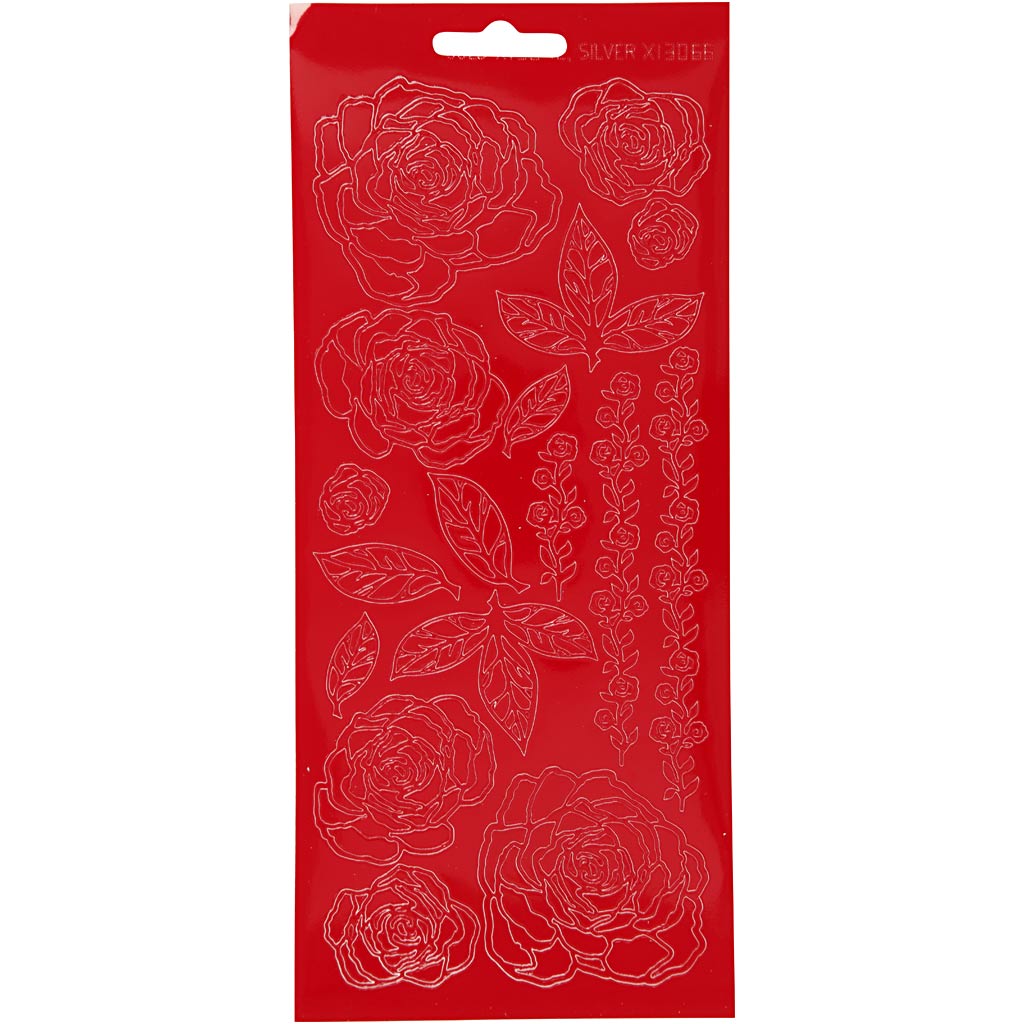 Creativ company autocollants, roses, feuille 10x23 cm, rouge, 1 feuille