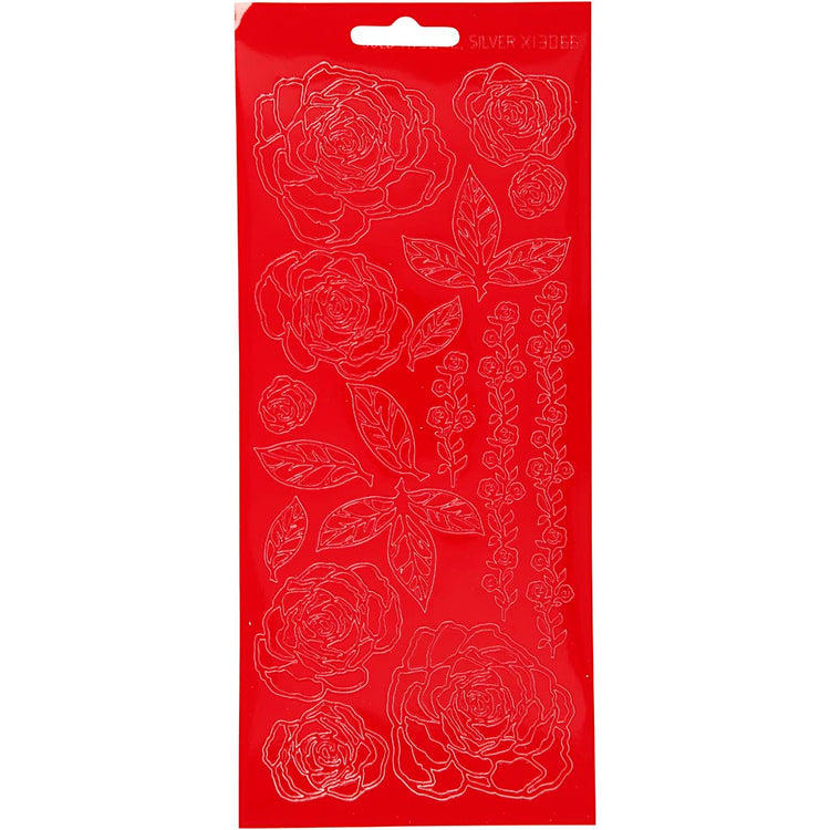 Creativ company autocollants, roses, feuille 10x23 cm, rouge, 1 feuille