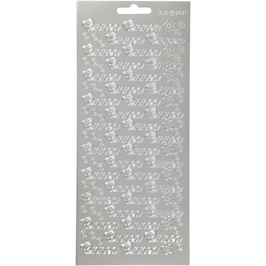 Autocollants Creativ company, onnea, feuille 10x23 cm, argent, 1 feuille