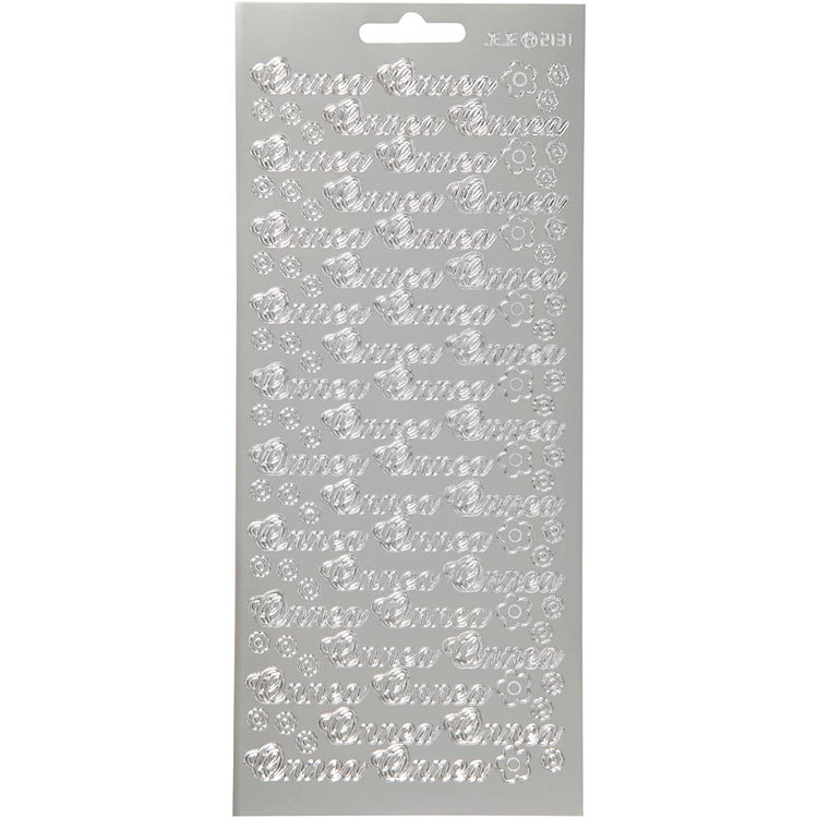 Autocollants Creativ company, onnea, feuille 10x23 cm, argent, 1 feuille