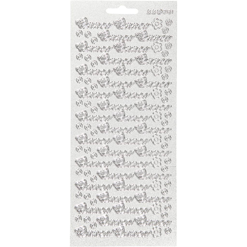 Autocollants Creativ company, onnea, feuille 10x23 cm, argent, 1 feuille