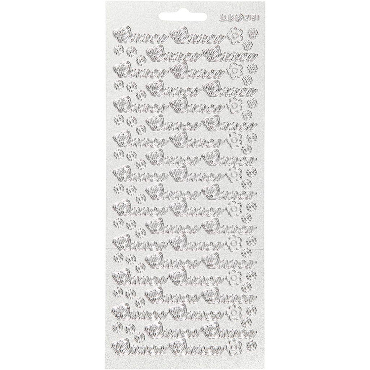 Autocollants Creativ company, onnea, feuille 10x23 cm, argent, 1 feuille