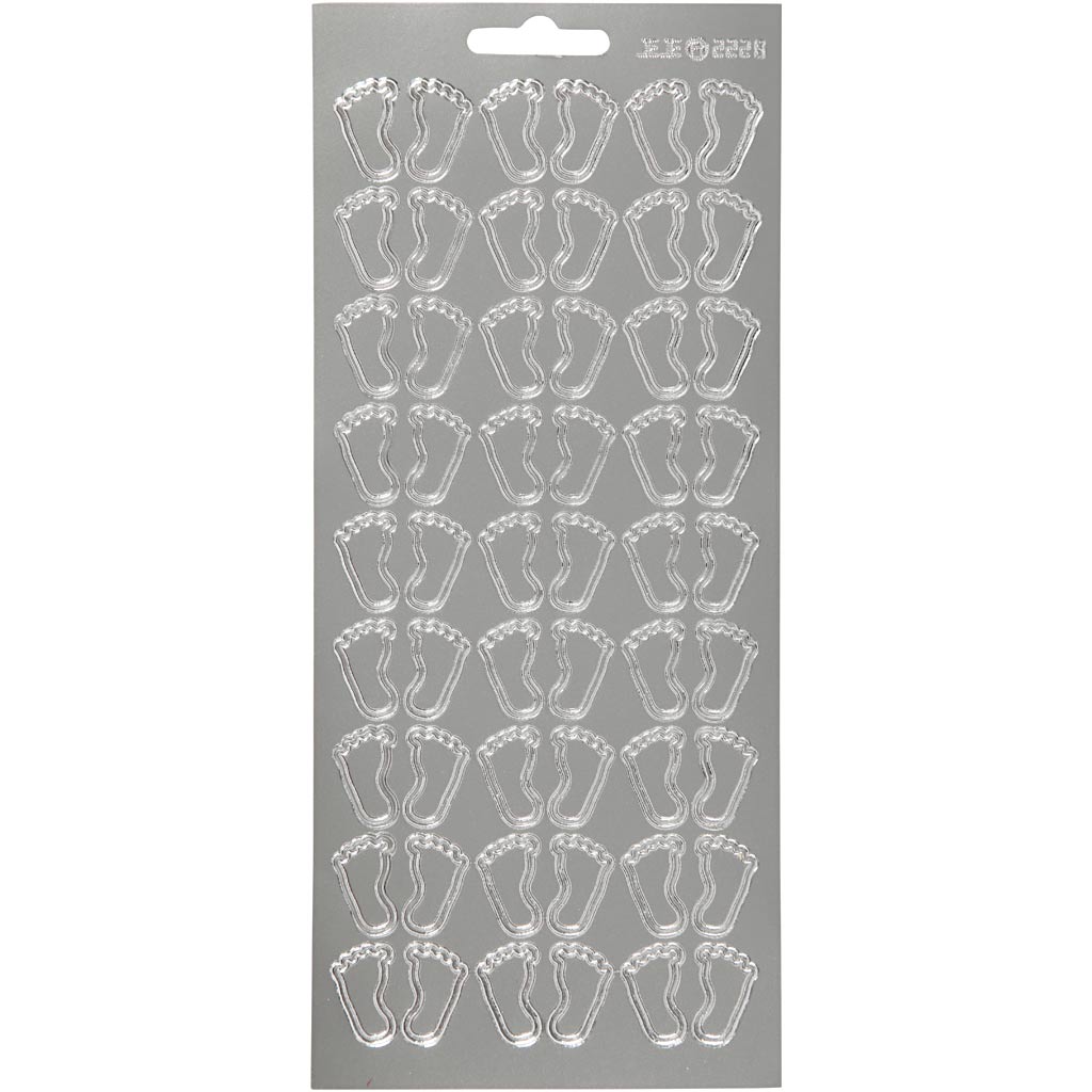 Creativ company autocollants, pieds, feuille 10x23 cm, argent, 1 feuille