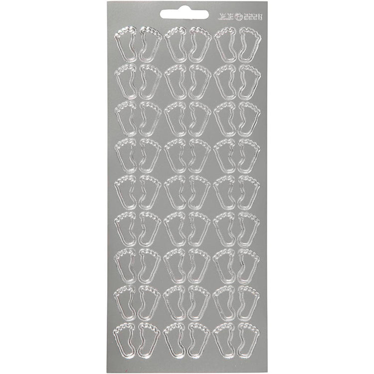 Creativ company autocollants, pieds, feuille 10x23 cm, argent, 1 feuille