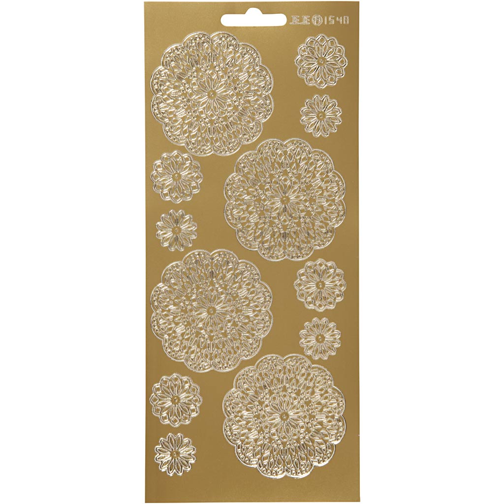 Creativ company autocollants, fleurs, feuille 10x23 cm, or, 1 feuille
