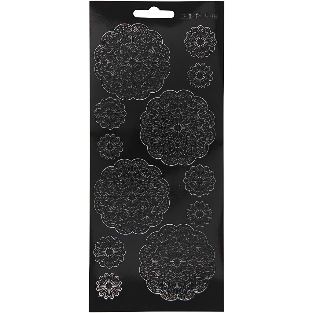 Creativ company autocollants, fleurs, feuille 10x23 cm, noir, 1 feuille