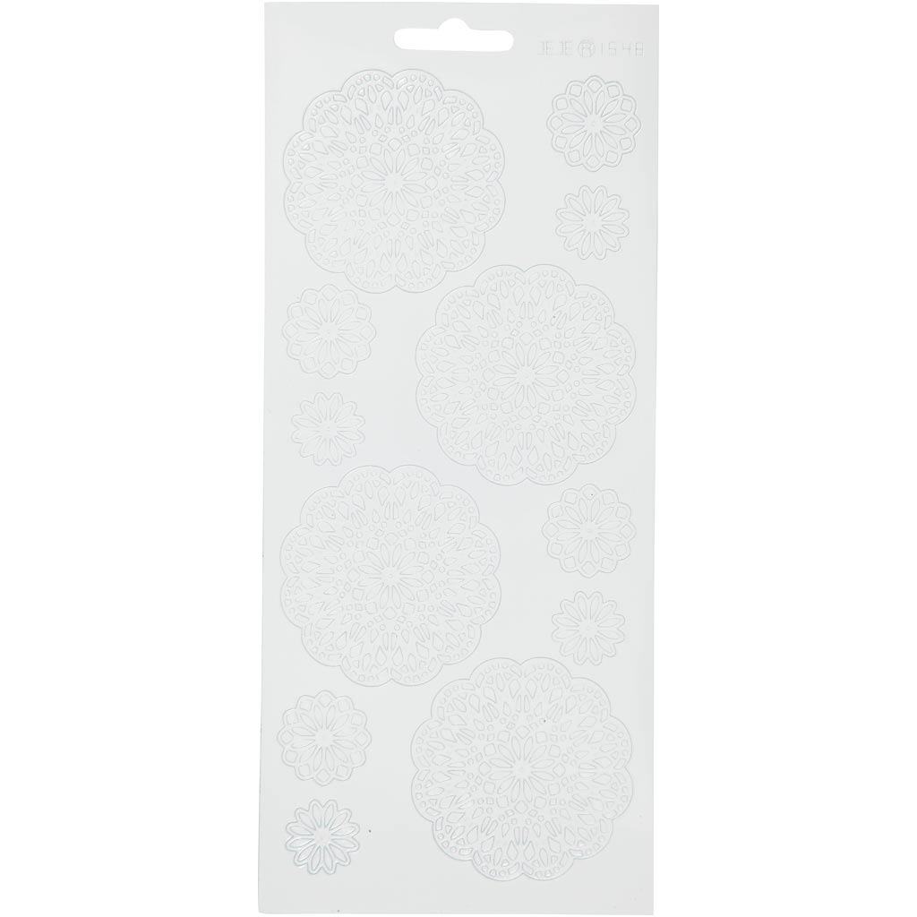 Creativ company autocollants, fleurs, feuille 10x23 cm, blanc, 1 feuille