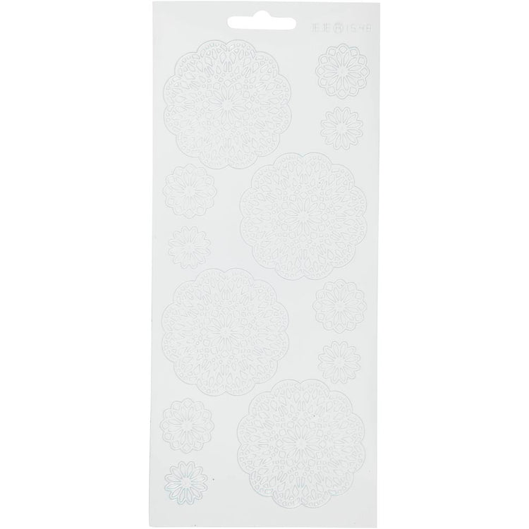 Creativ company autocollants, fleurs, feuille 10x23 cm, blanc, 1 feuille