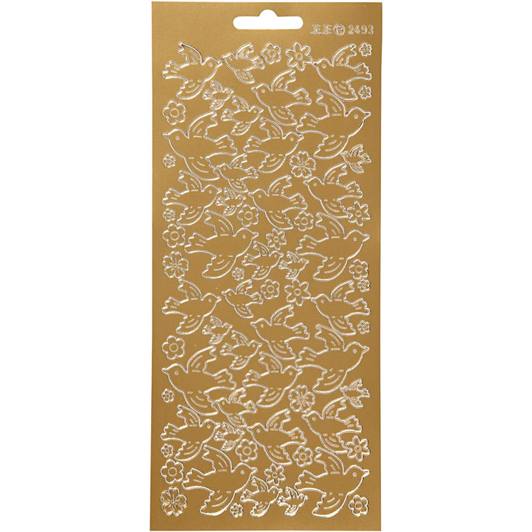 Autocollants Creativ company, pigeons, feuille 10x23 cm, or, 1 feuille
