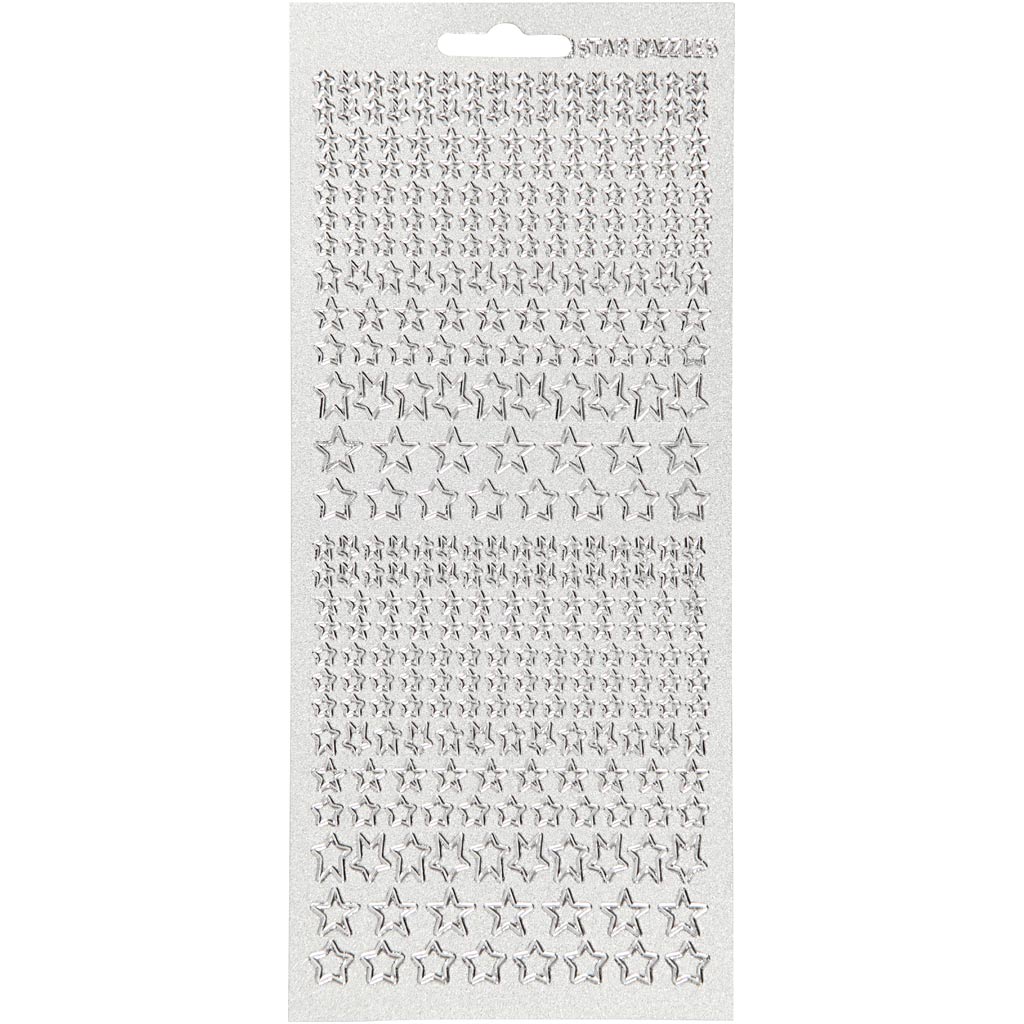 Creativ company autocollants, étoiles, feuille 10x23 cm, argent, 1 feuille
